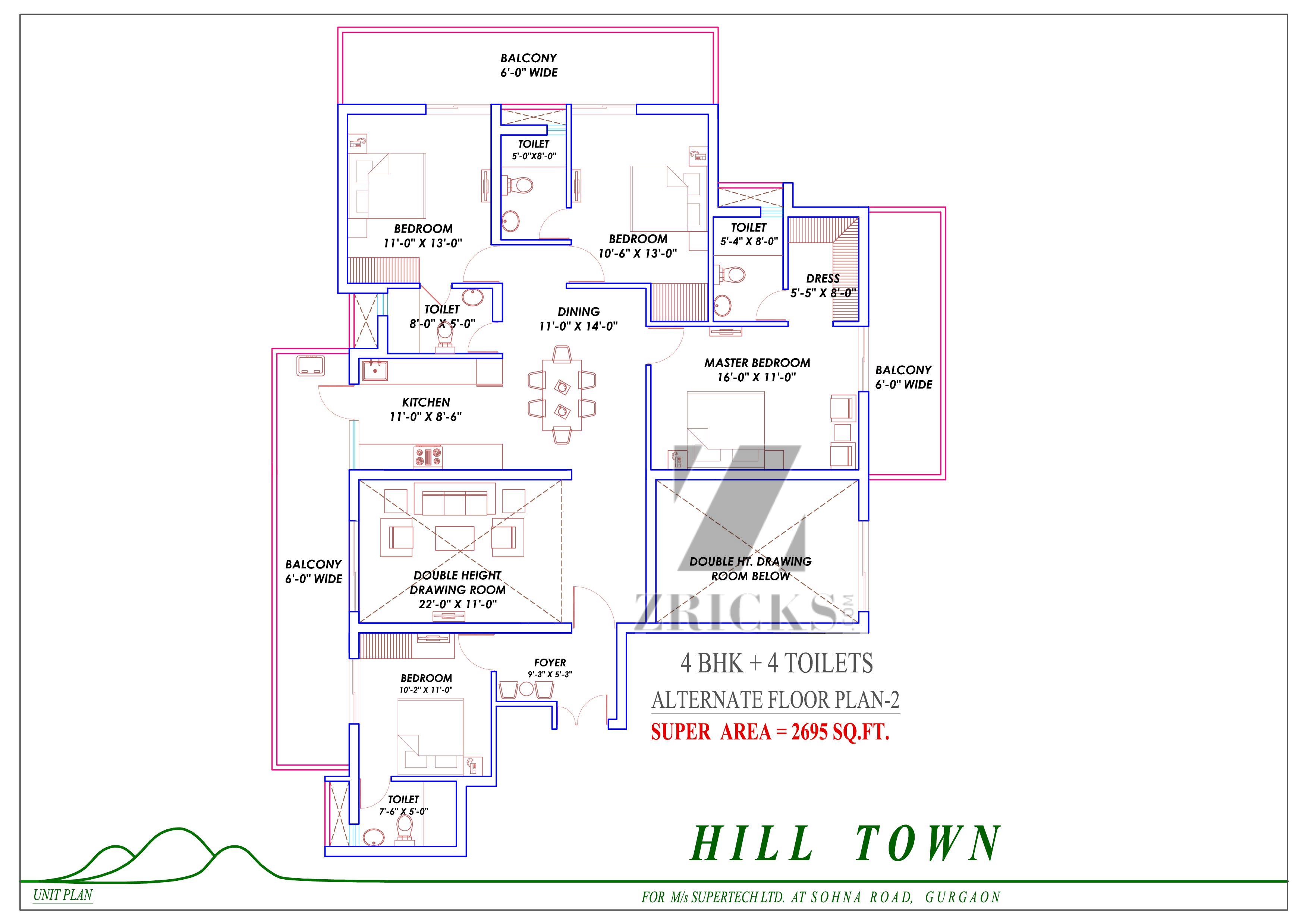 Supertech Hill Town Floor Plan