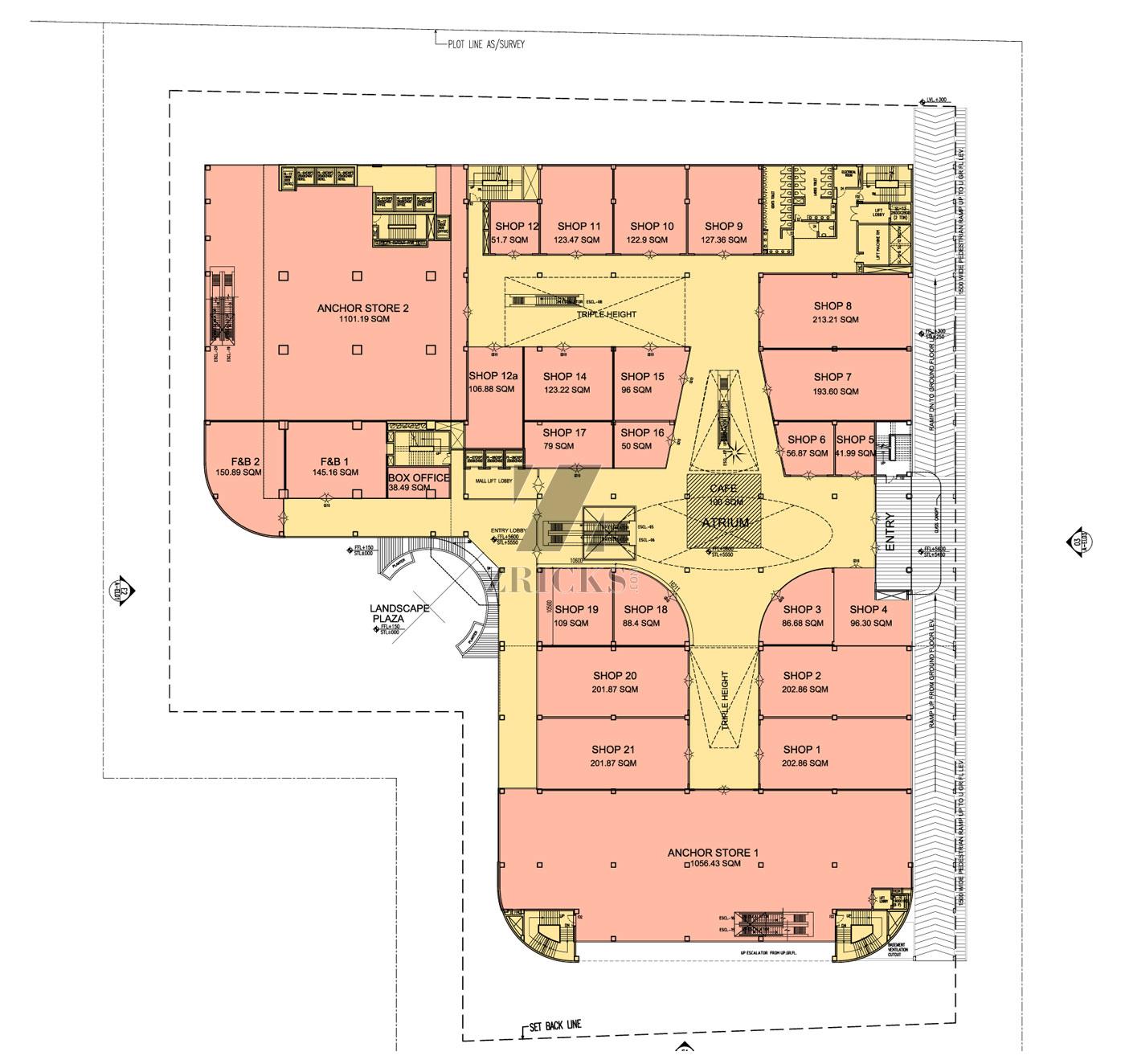L Layout Mall L Shaped Floor Plans Retail