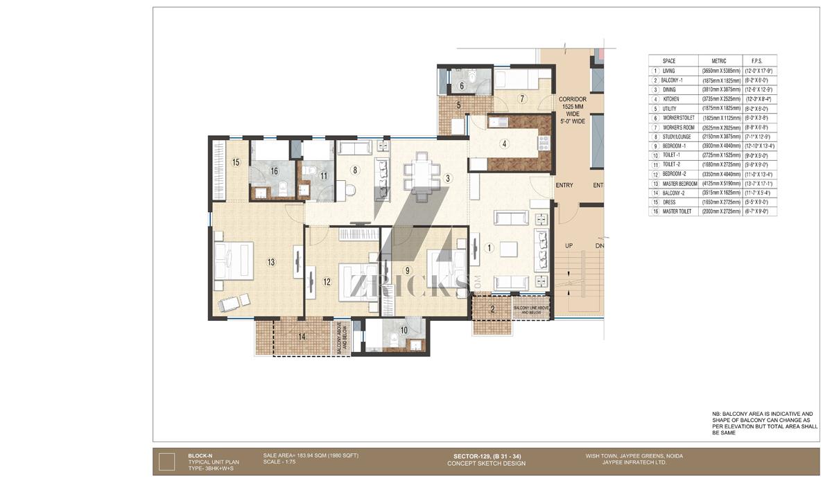 Jaypee Greens Krescent Homes Floor Plan