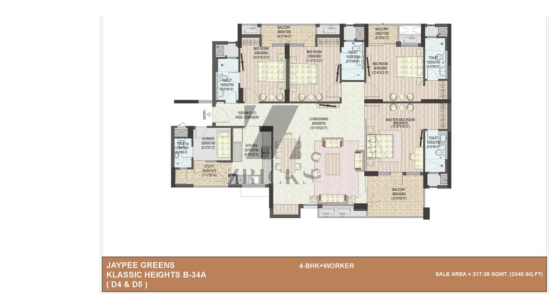 Jaypee Greens Wish Town Klassic Heights Floor Plan