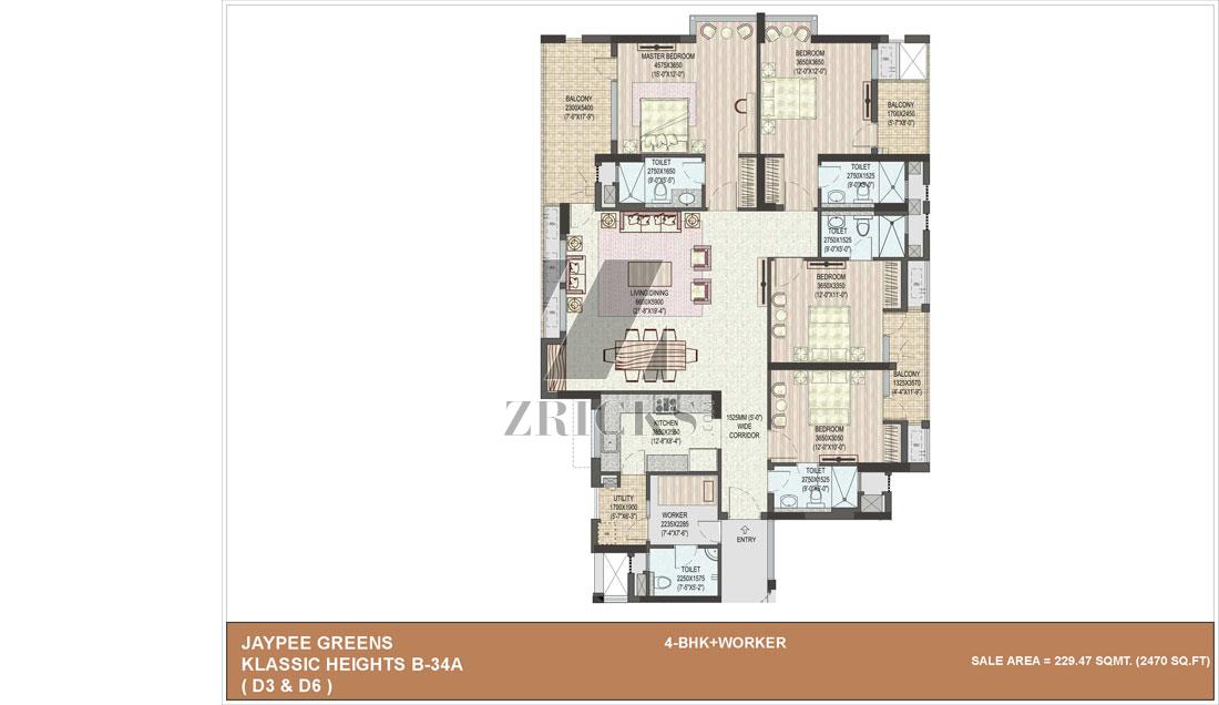 Jaypee Greens Wish Town Klassic Heights Floor Plan