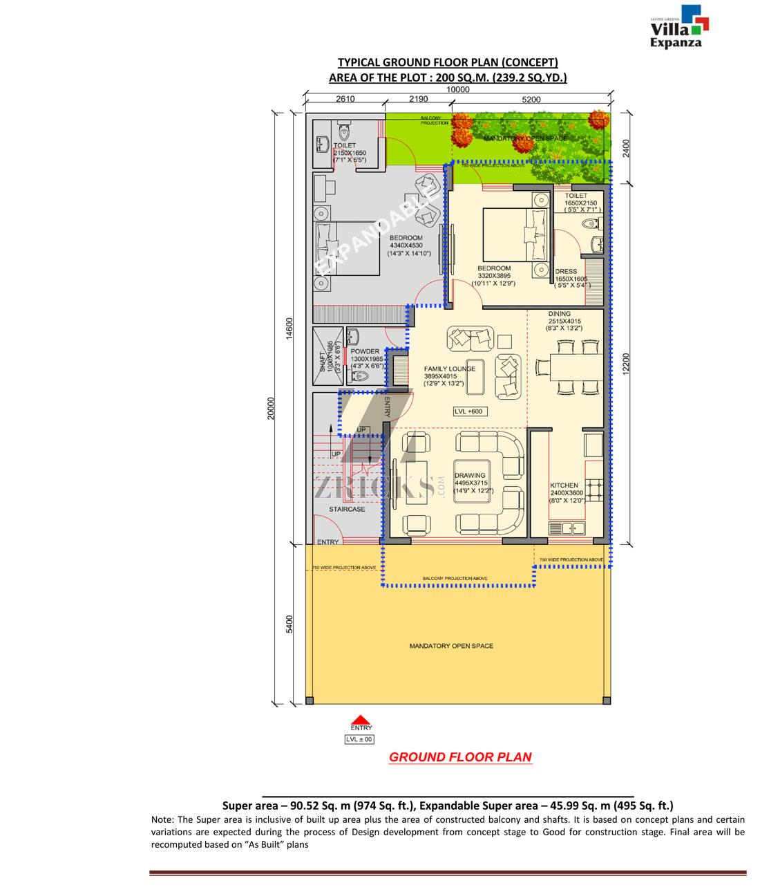 Jaypee Greens Villa Expanza Green Crest Homes Floor Plan