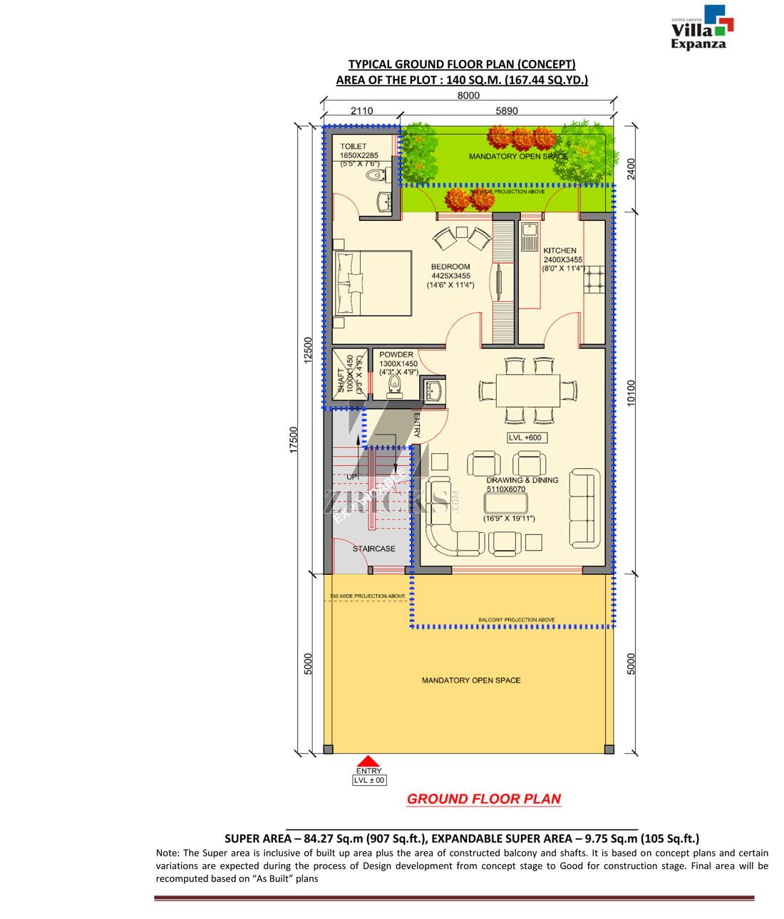 Jaypee Greens Villa Expanza Sunnyvale Homes Floor Plan