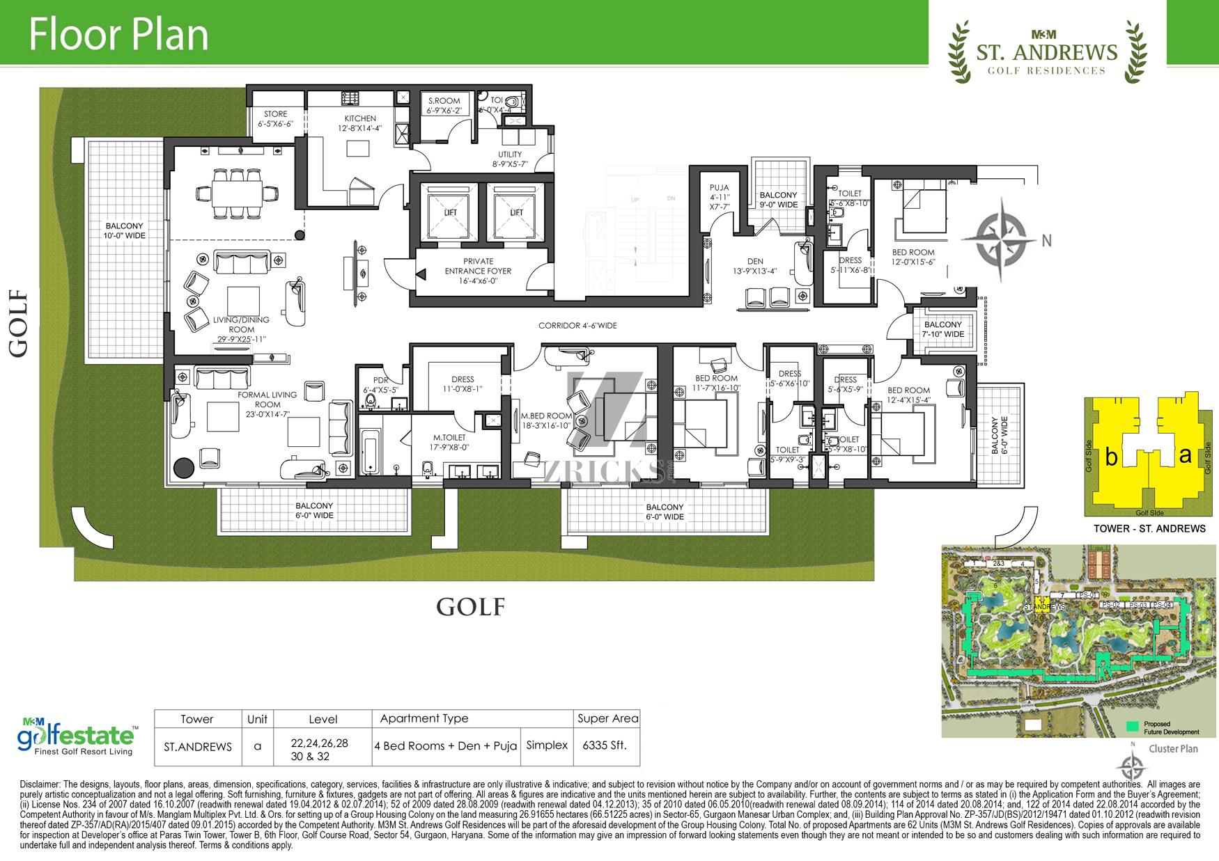 M3M St Andrews Golf Residences Floor Plan
