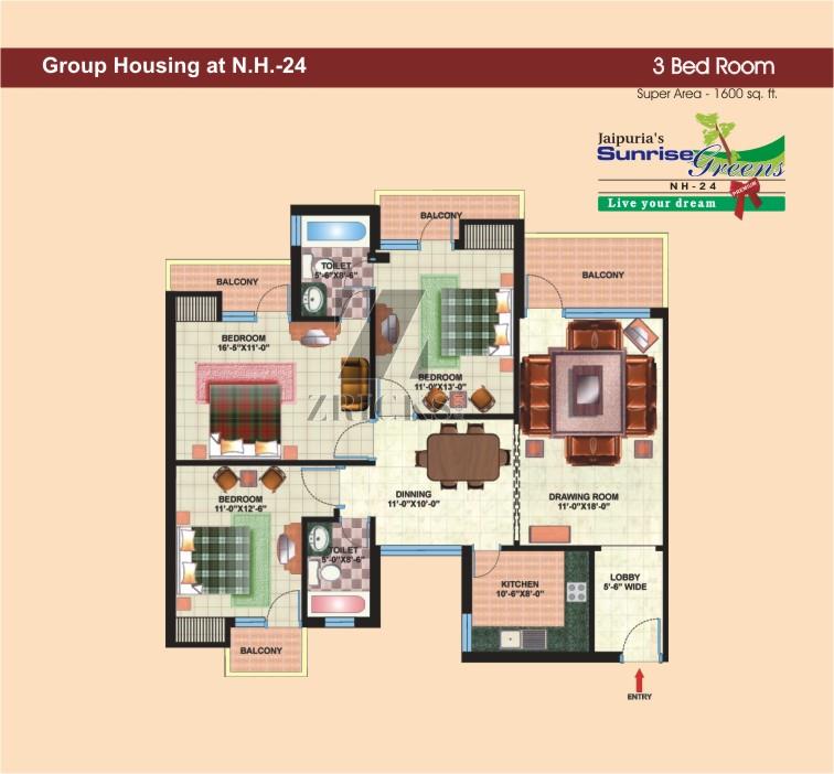 Jaipuria Sunrise Greens Premium Floor Plan