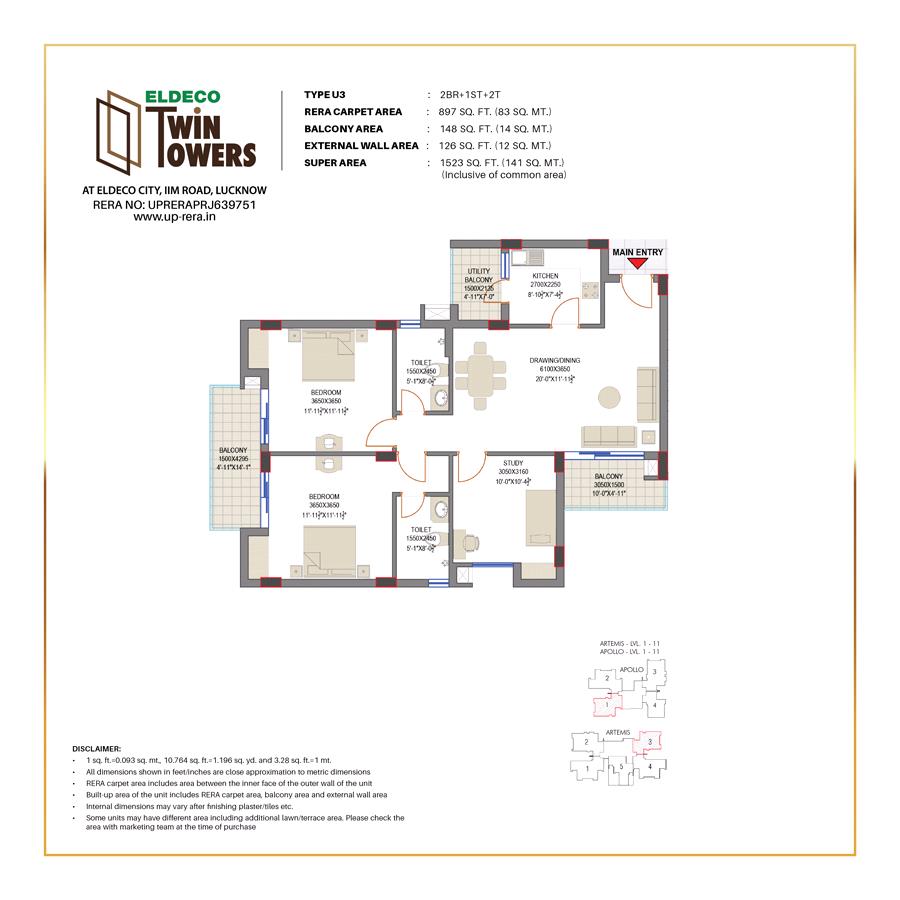 Eldeco Twin Towers Floor Plan