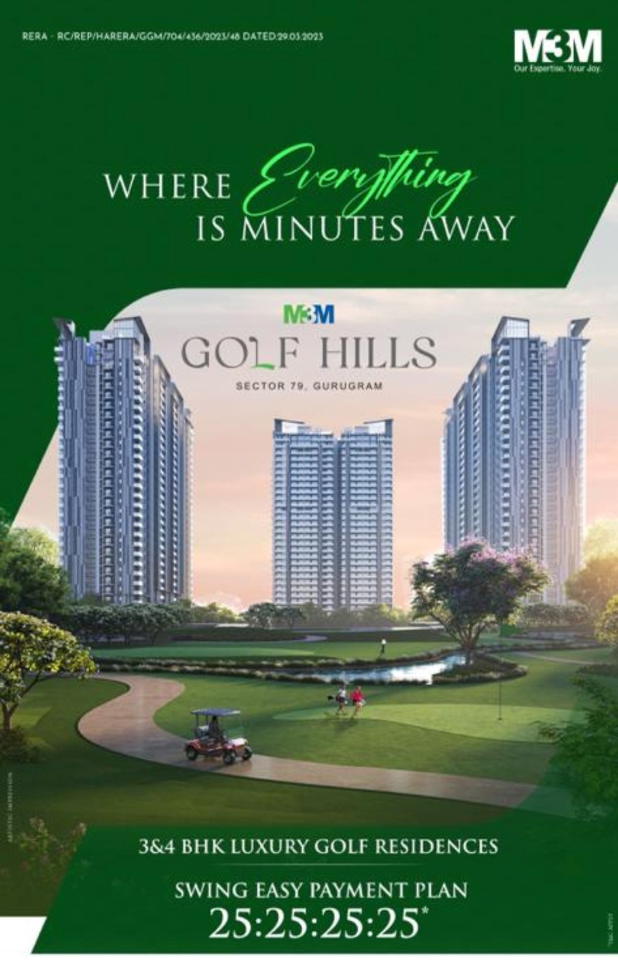 M3M Golf Hills Presenting 25:25:25:25 payment plan at Gurgaon Update
