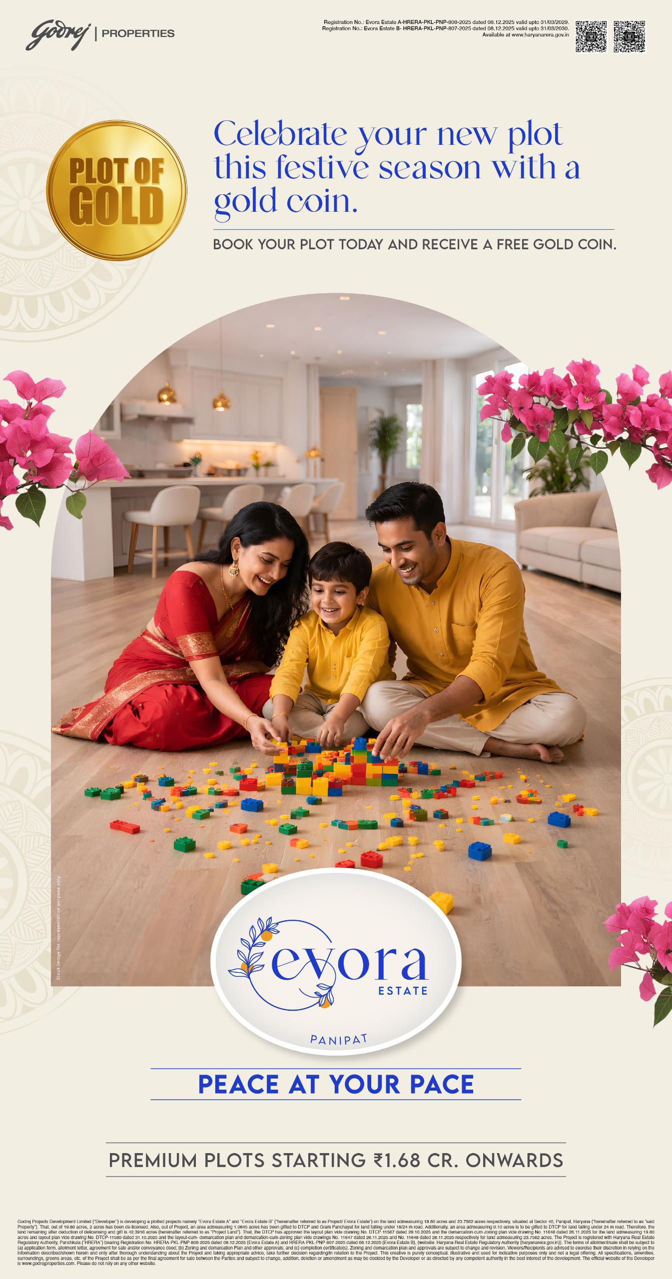 Celebrate with a Gold Coin at Evora Estate || Secure Your Dream Plot Today || Limited Time Gold Coin Offer in Panipat Update