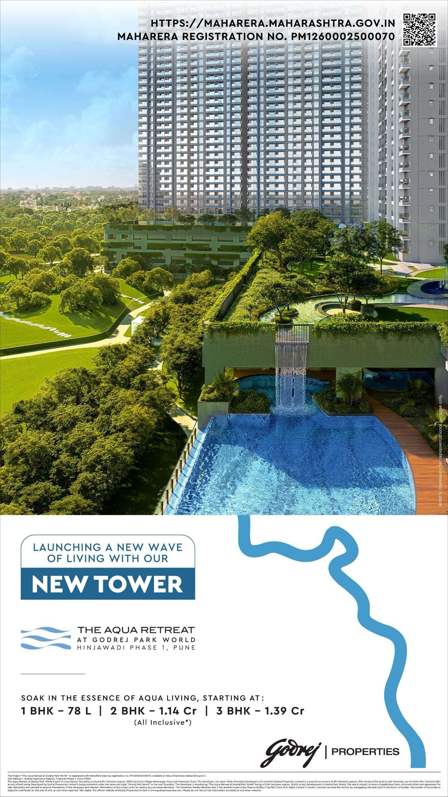Discover The Aqua Retreat at Godrej Park World in Hinjawadi Pune, Starting at 1 BHK for 78 L Update