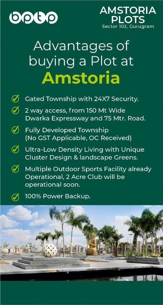 Advantages of buying a plot at BPTP Amstoria sector 102 ,Gurgaon Update