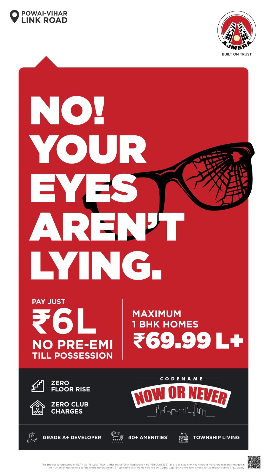 Discover Ajmera Codename Now or Never in Powai-Vihar, Pay ₹6L, 1 BHK Homes Starting at ₹69.99L Update