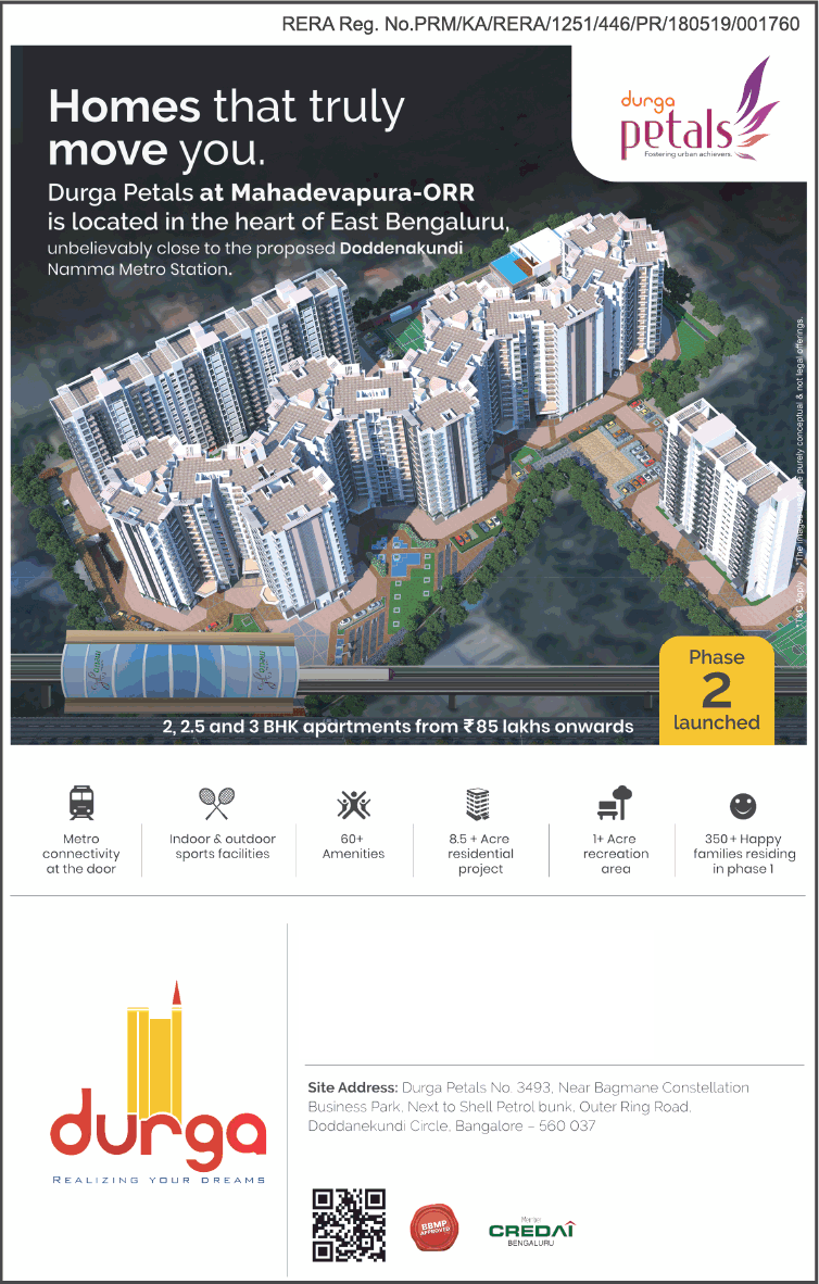 Homes that truly move you at Durga Petals Phase 2, Bangalore Update