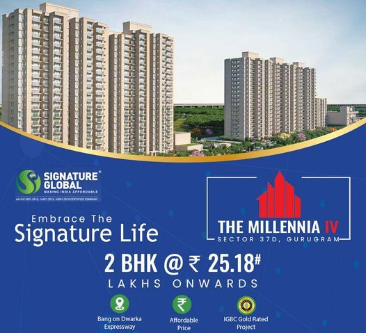 Book 2 BHK Rs 25.18 Lac onwards at Signature Global Millennia 4, Gurgaon Update