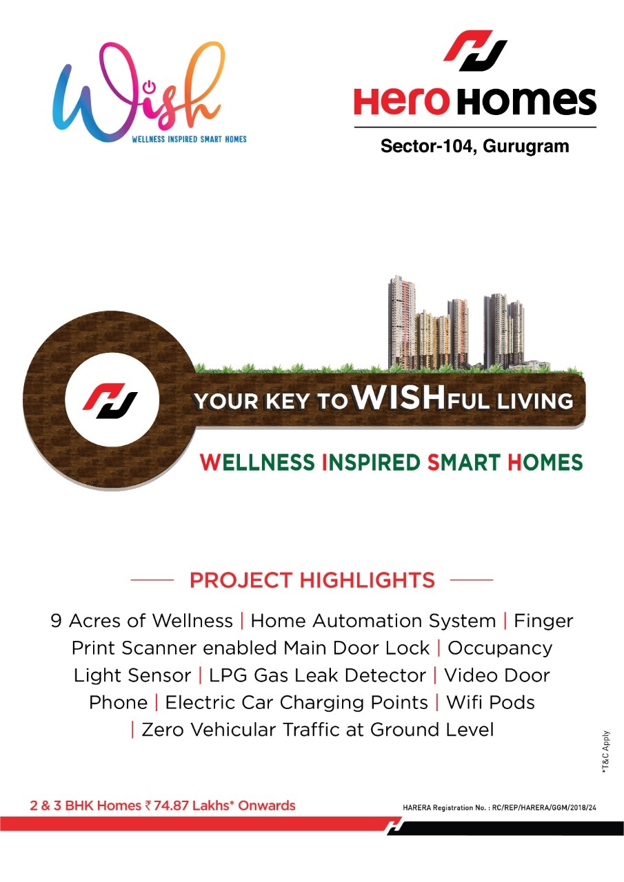 Your key to wishful living wellness inspired smart homes at Hero Homes in Sector 104, Gurgaon Update