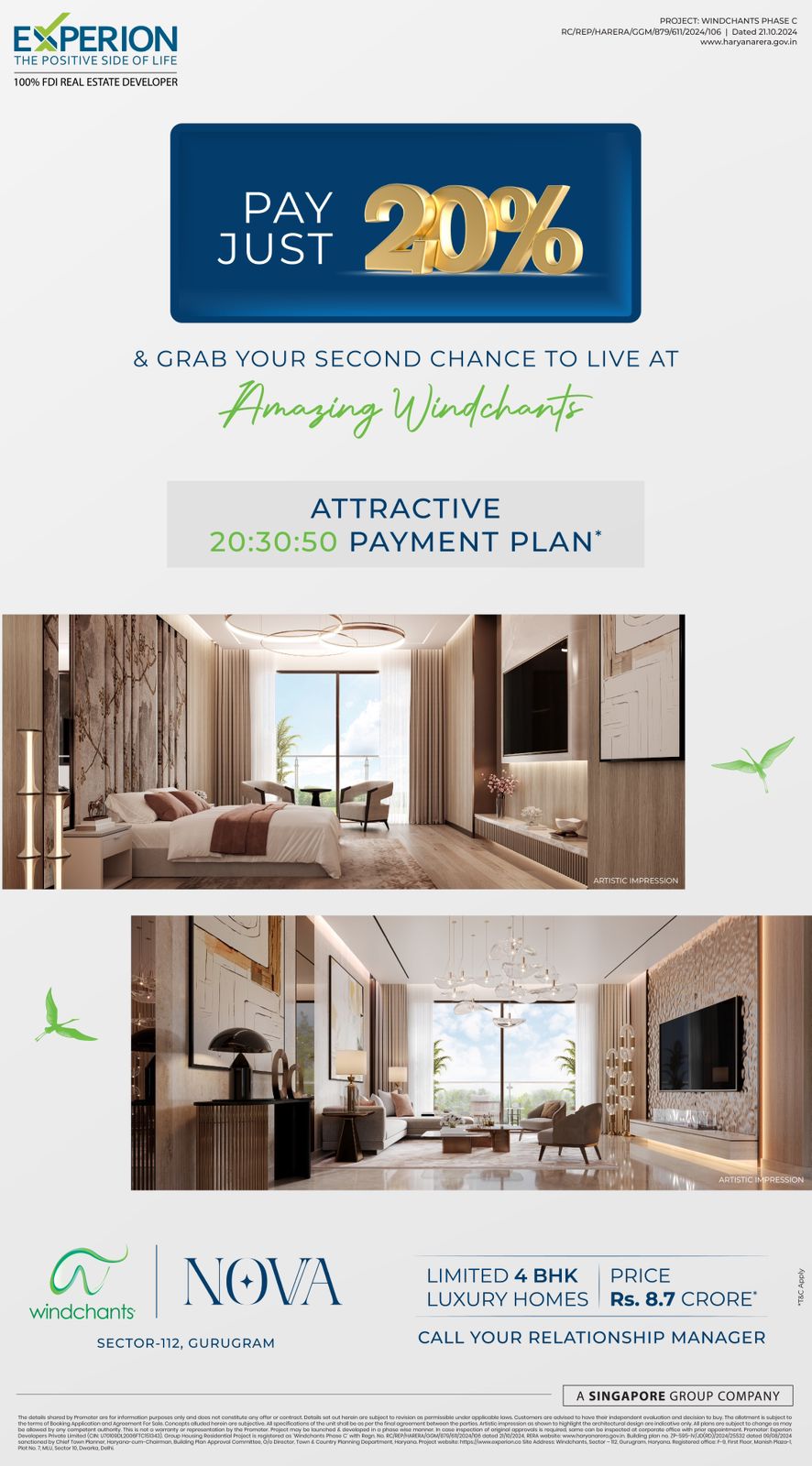 Exclusive Luxury Homes at Windchants, Gurugram by Experion - Starting at Rs. 8.7 Crore Update