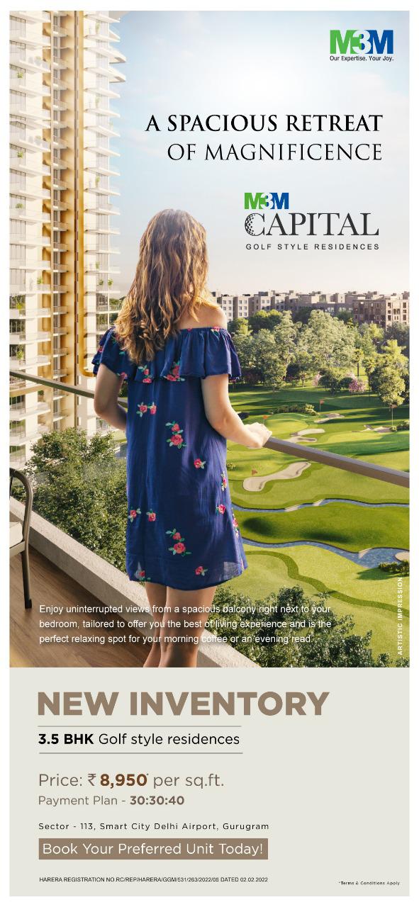 A spacious retreat of magnificence at M3M Capital in Sector 113, Gurgaon Update
