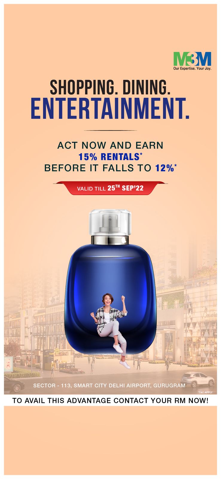 Act now and earn 15% rentals before it falls to 12% at M3M SCO 113 Market, Gurgaon Update