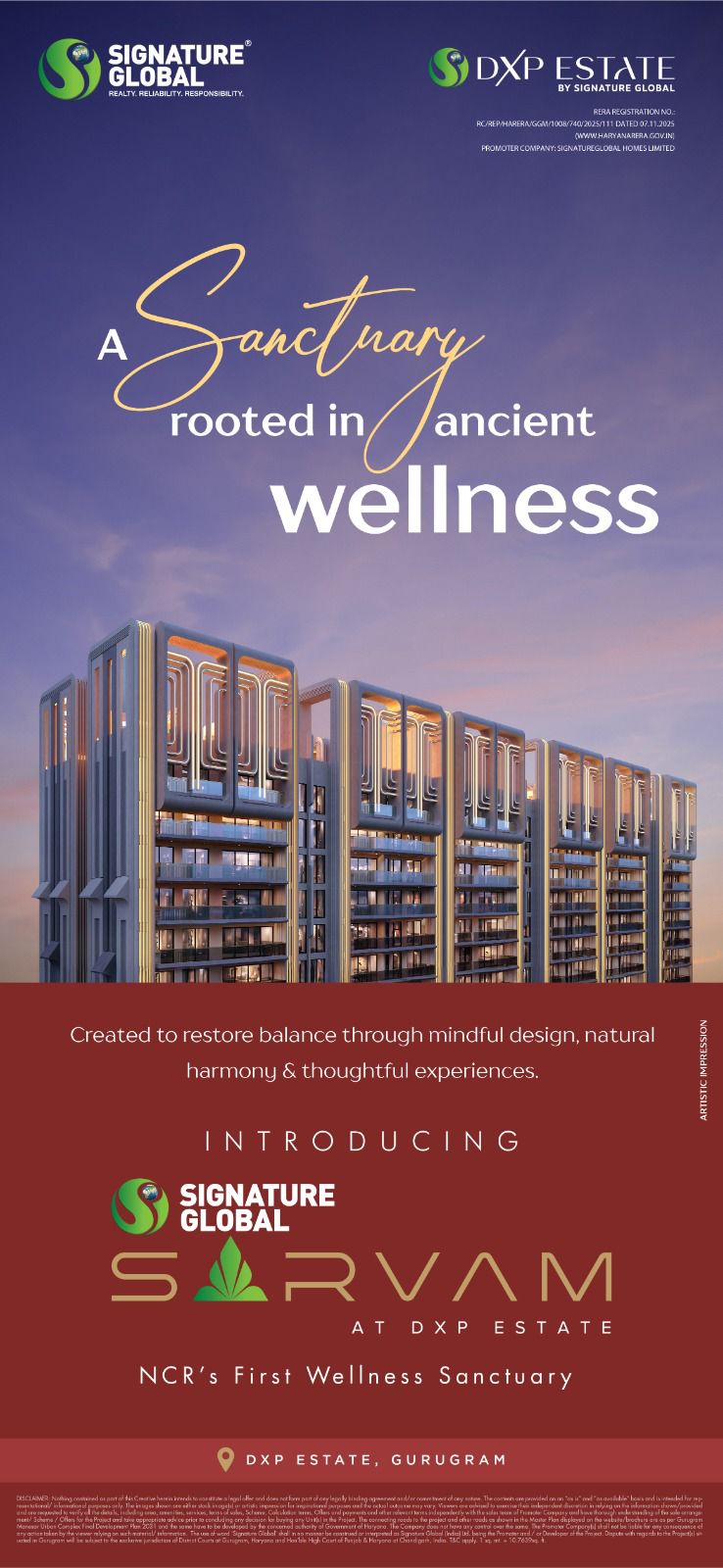 Explore Wellness Living at Sarvam by Signature Global, DXP Estate, Gurugram Update
