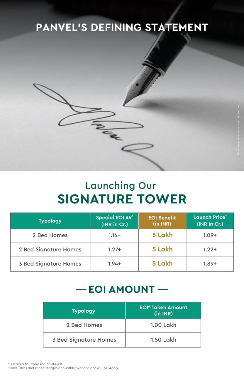 Discover Luxury Living at Signature Tower, Panvel, Starting from 1.09 Cr, EOI Benefits Up to 5 Lakh Update