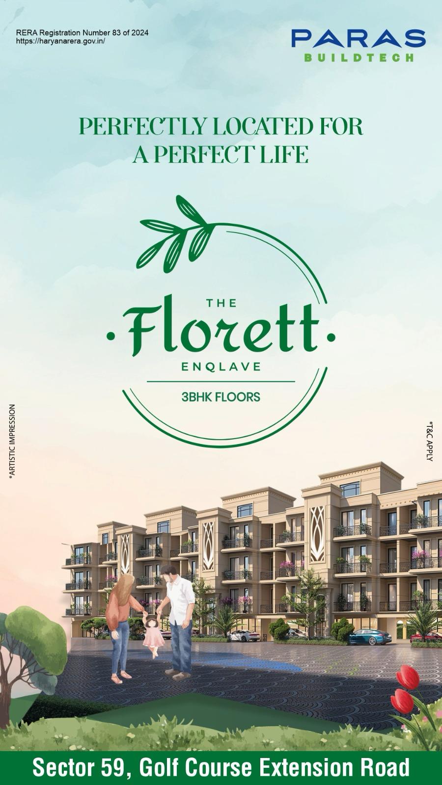 Discover Luxury Living at The Florett Enclave, Paras Buildtech, 3BHK Floors, Sector 59, Golf Course Extension Road Update
