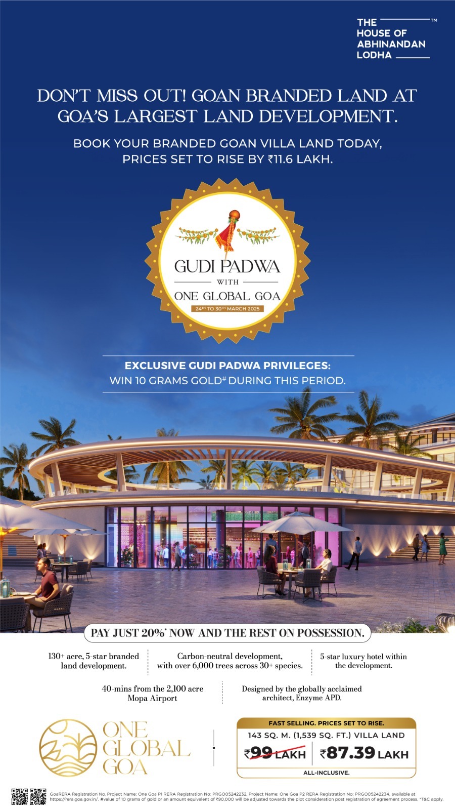 Own Branded Goan Villa Land Now at One Global Goa - Starting from ₹87.39 Lakh Update