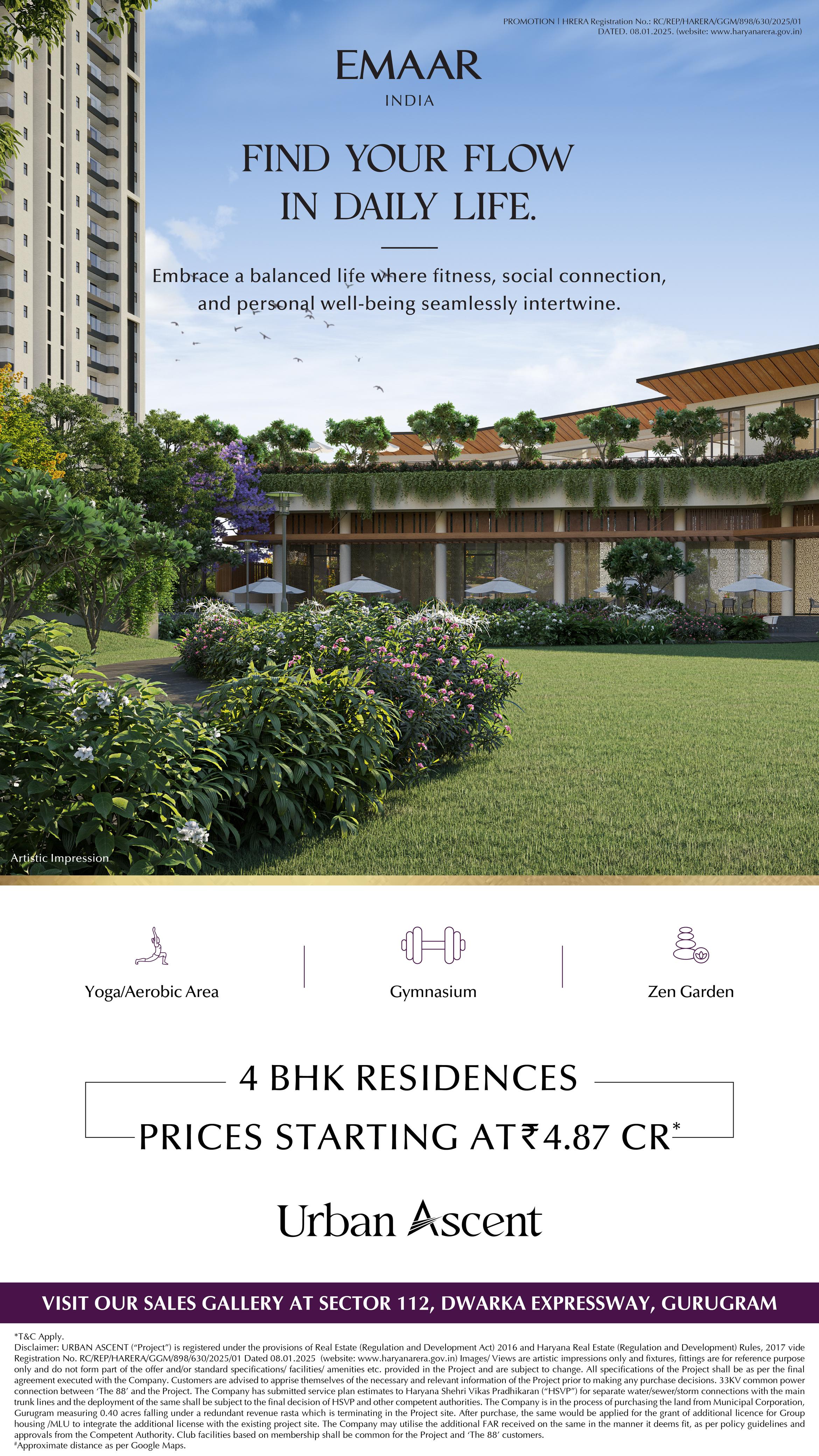 Discover Emaar Urban Ascent, 4 BHK at ₹4.87 Cr, Sector 112 Gurugram Update