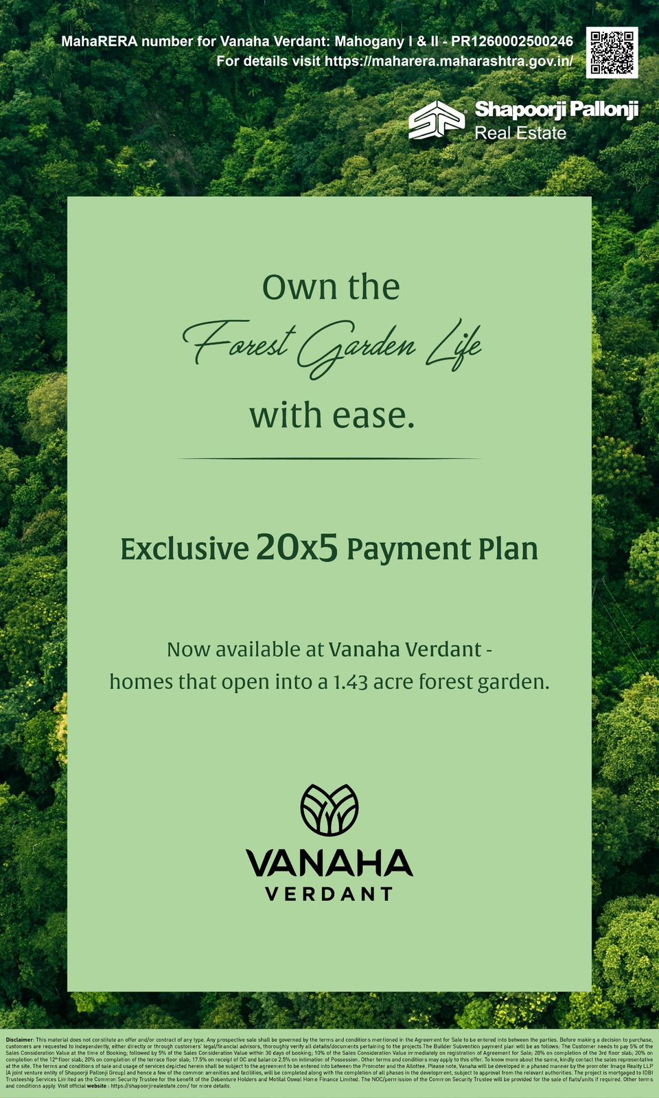 Own the Forest Garden Life at Vanaha Verdant by Shapoorji Pallonji, Pune Update