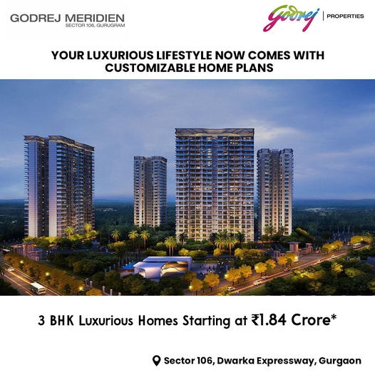 Book 3 BHK luxury apartments Rs 1.84 Cr owards at Godrej Meridien, Gurgaon Update