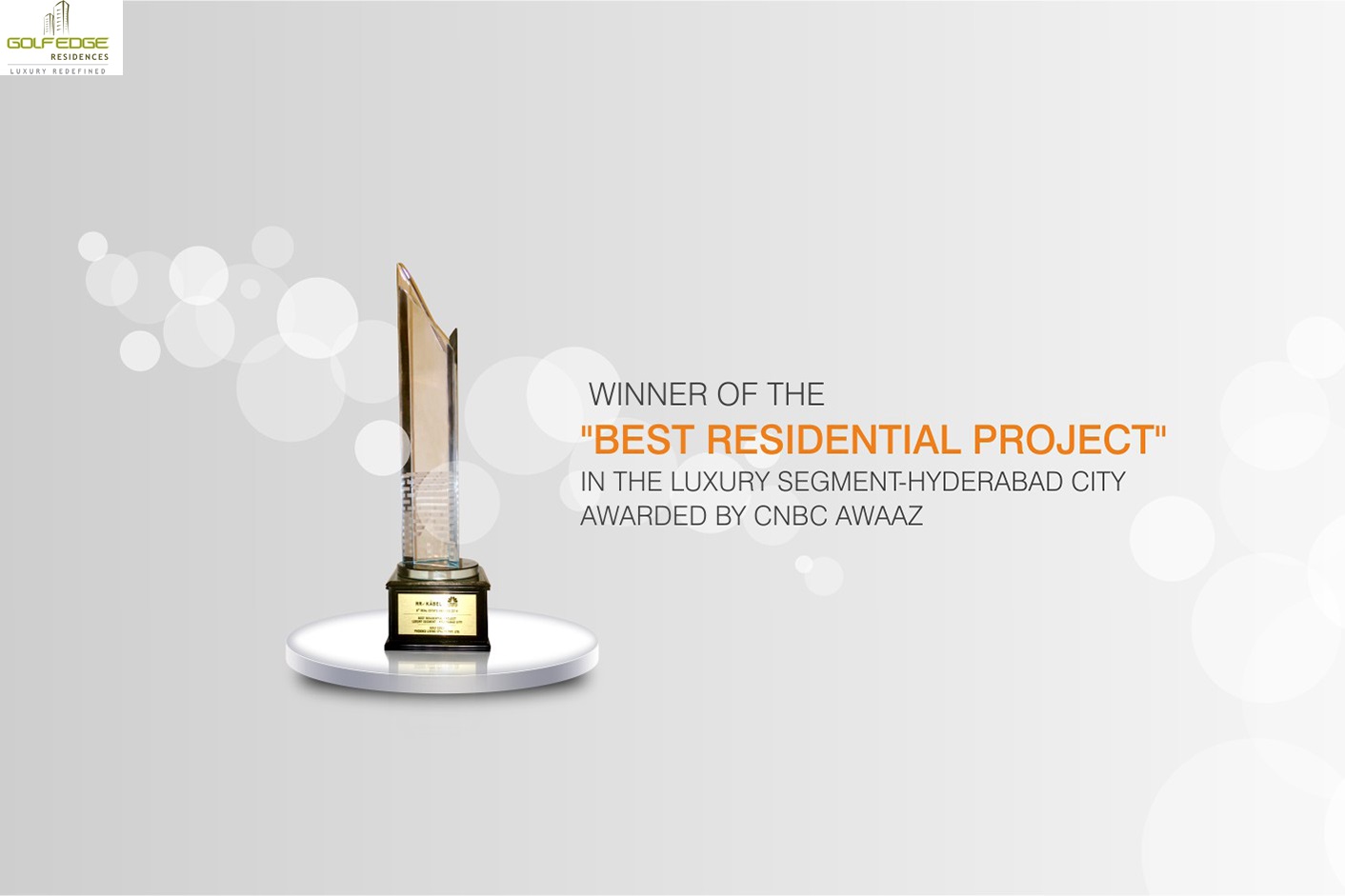 Phoenix Golf Edge is winner of the best residential project in the luxury segment - Hyderabad city, awarded by CNBZ AWAAZ Update