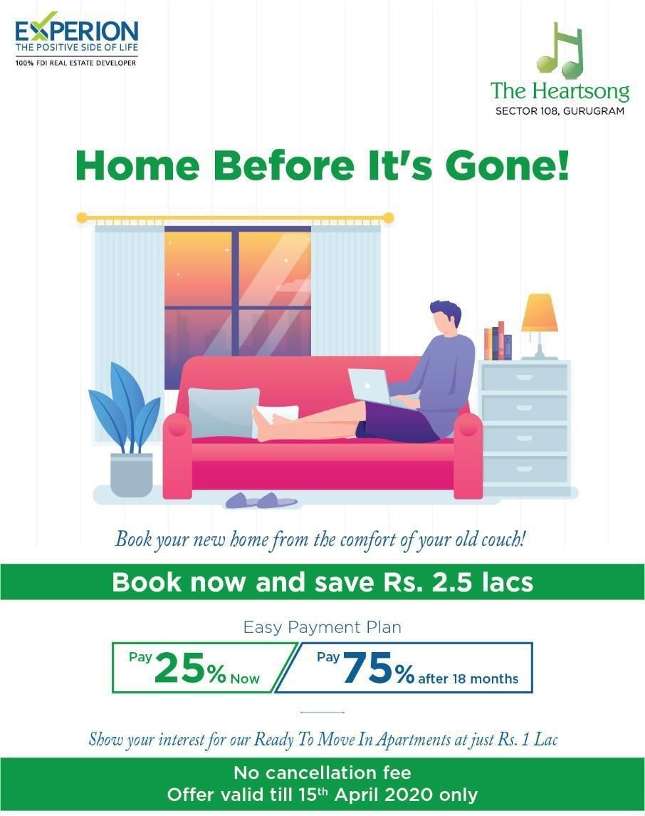 Pay 25 % now 75% after at Experion The Heartsong in Gurgaon Update