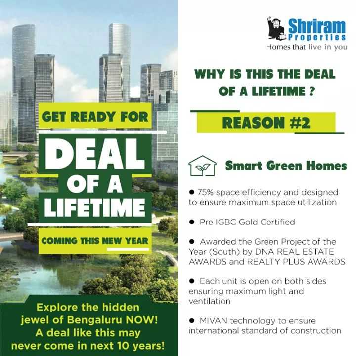 Smart green homes is the second reason to buy Shriram homes during deal of a lifetime coming this new year Update