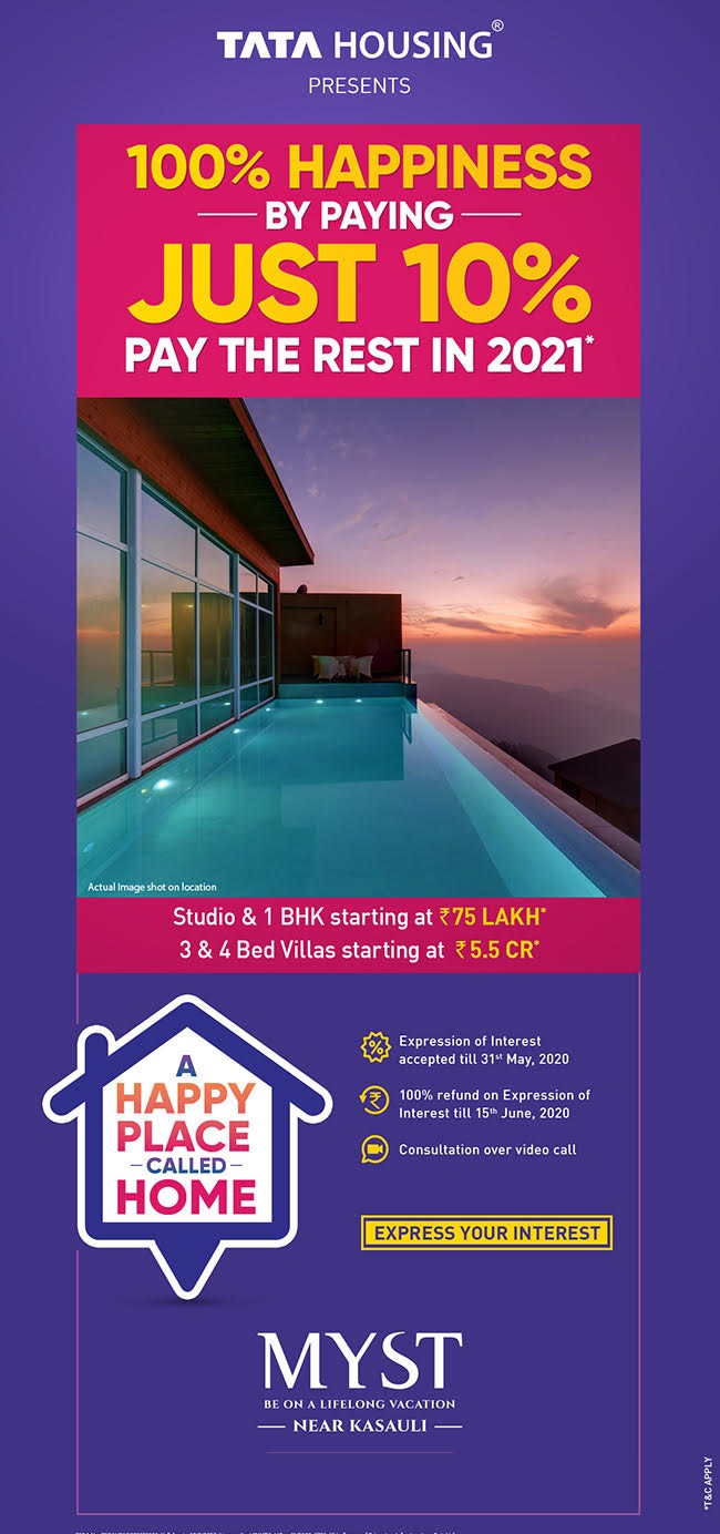 Pay just 10% now and the rest in 2021 at Tata Myst in Kasauli Update