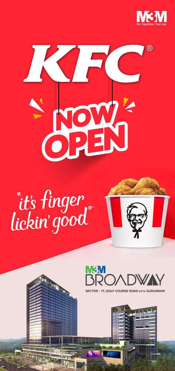 KFC Now open at M3M Broadway in Sector 71, Gurgaon Update