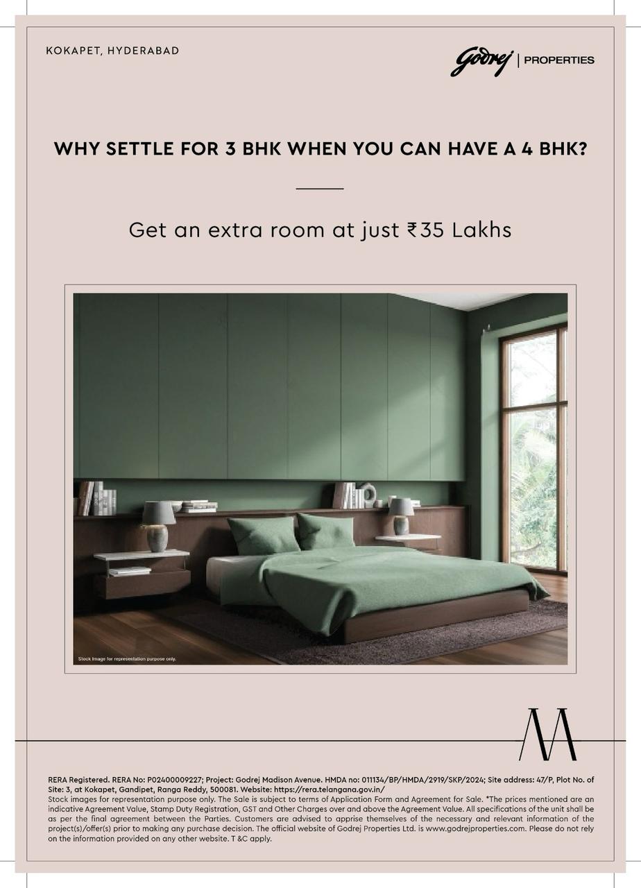 Get an Extra Room at Godrej Madison Avenue in Kokapet, Hyderabad for Just ₹35 Lakhs Update