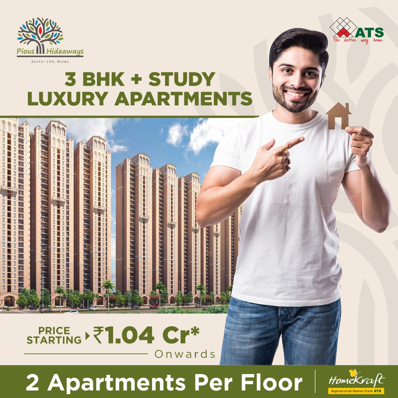 Book 3.5 BHK luxury aprtments price starting Rs 1.04 Cr at ATS Pious Hideaways, Noida Update