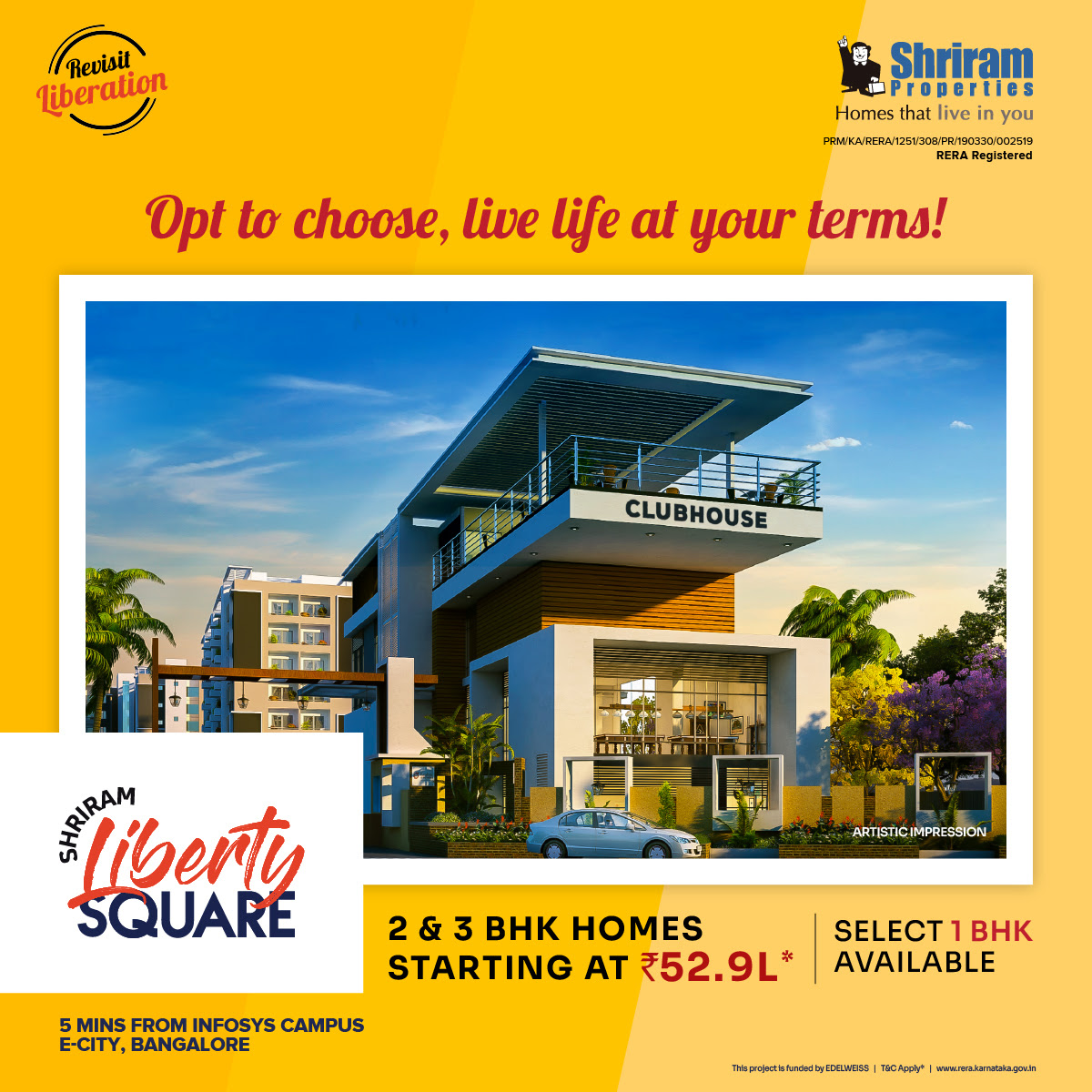 Book 2 and 3 BHK home starting Rs 52.9 Lac at Shriram Liberty Square, Bangalore Update