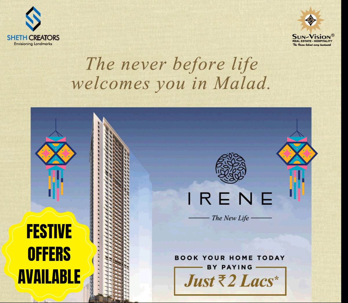Book your home today by paying just Rs 2 Lac at Sheth Irene, Mumbai Update