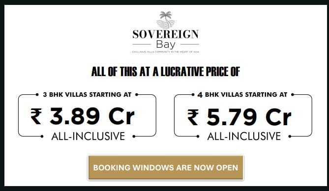 Discover Luxury at Sovereign Bay, Goa, 3 BHK Starting at ₹3.89 Cr, 4 BHK at ₹5.79 Cr Update