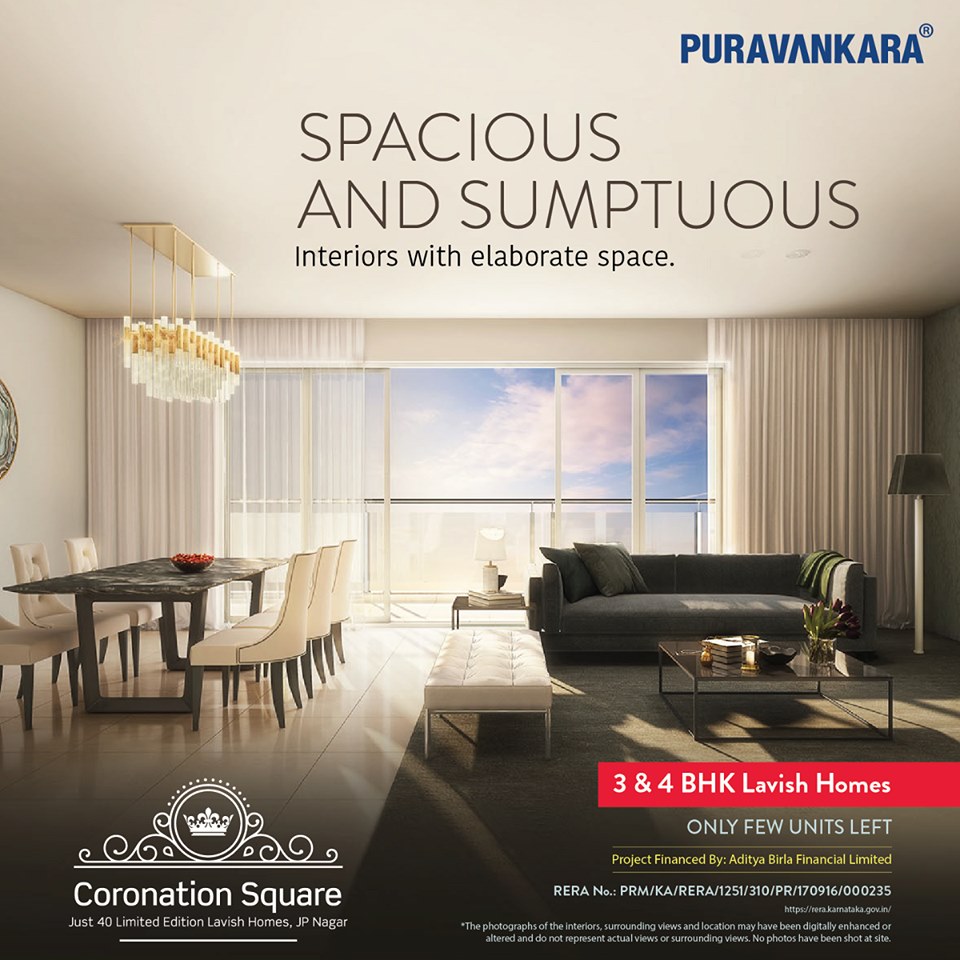 Spacious 3 & 4 BHK lavish homes at Purva Coronation Square in Bangalore Update