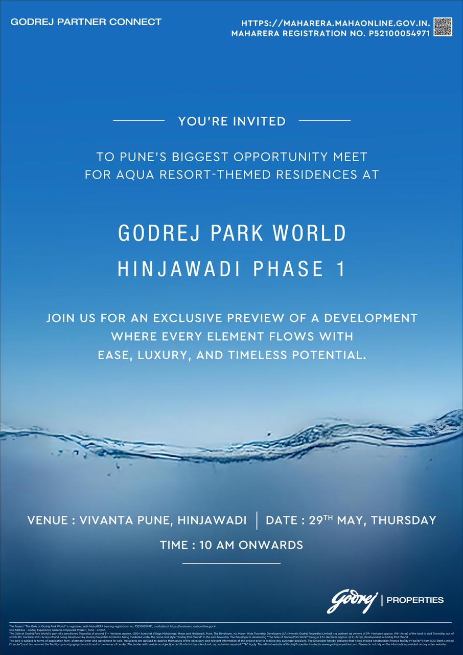 Discover Godrej Park World Hinjawadi Phase 1, Event on 29th May, at Vivanta Pune Update