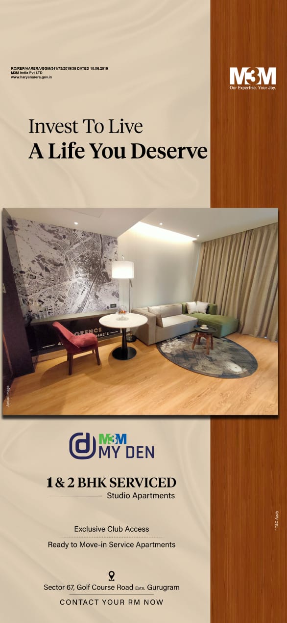 M3M My Den: Sophisticated 1 & 2 BHK Serviced Studio Apartments on Golf Course Road Ext., Gurugram Update