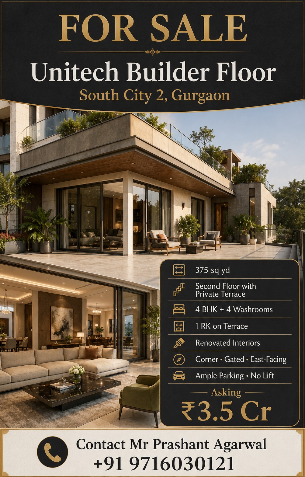 Luxury Builder Floor for Sale in South City 2 || Unitech Builder Floor Available Now || Book Your Dream Home in Gurgaon Update