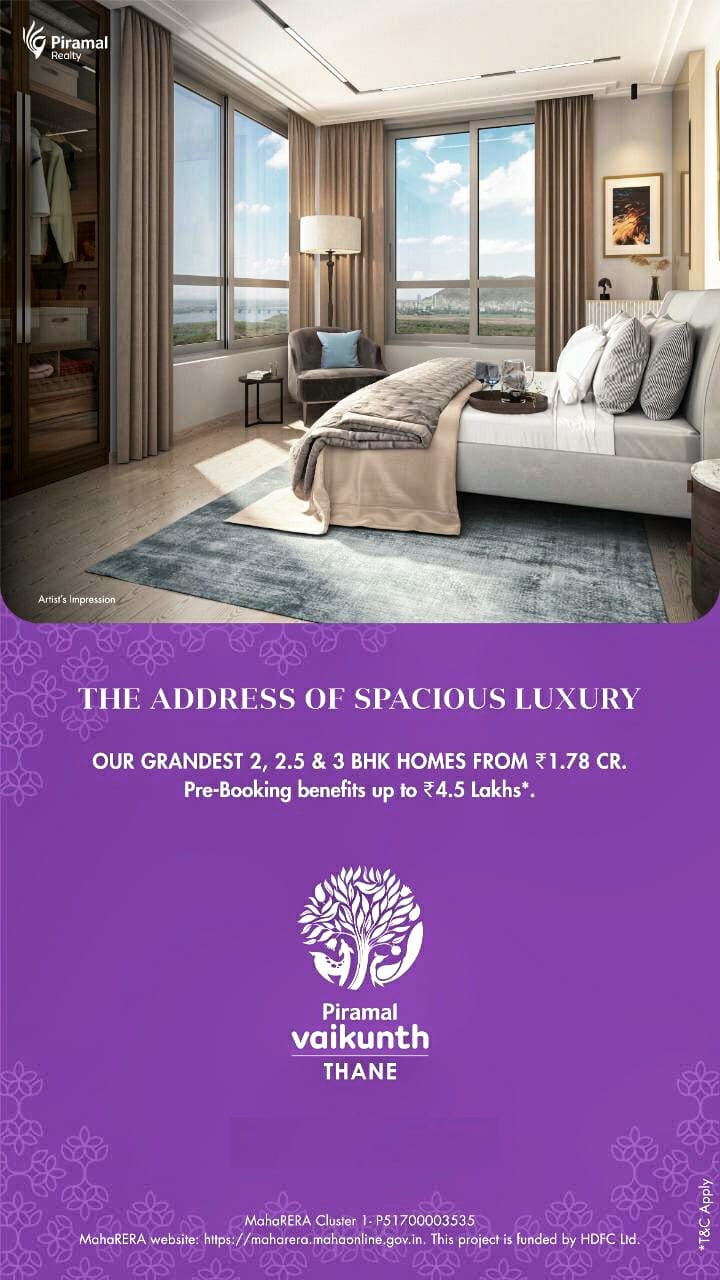 Grandest 2, 2.5 & 3 Bed from 1.78 Cr+ at Piramal Vaikunth, Thane Update