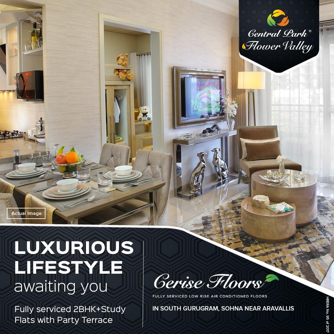 Book 2 BHK+study flats with party terrace at Central Park Flower Valley