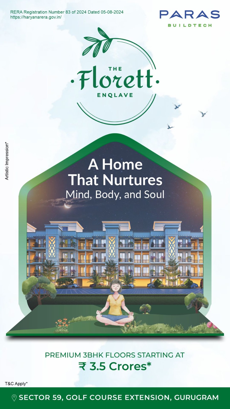 Discover The Florett Enclave by Paras Buildtech, Sector 59 Gurugram – Luxurious 3BHK Starting ₹3.5 Crores Update