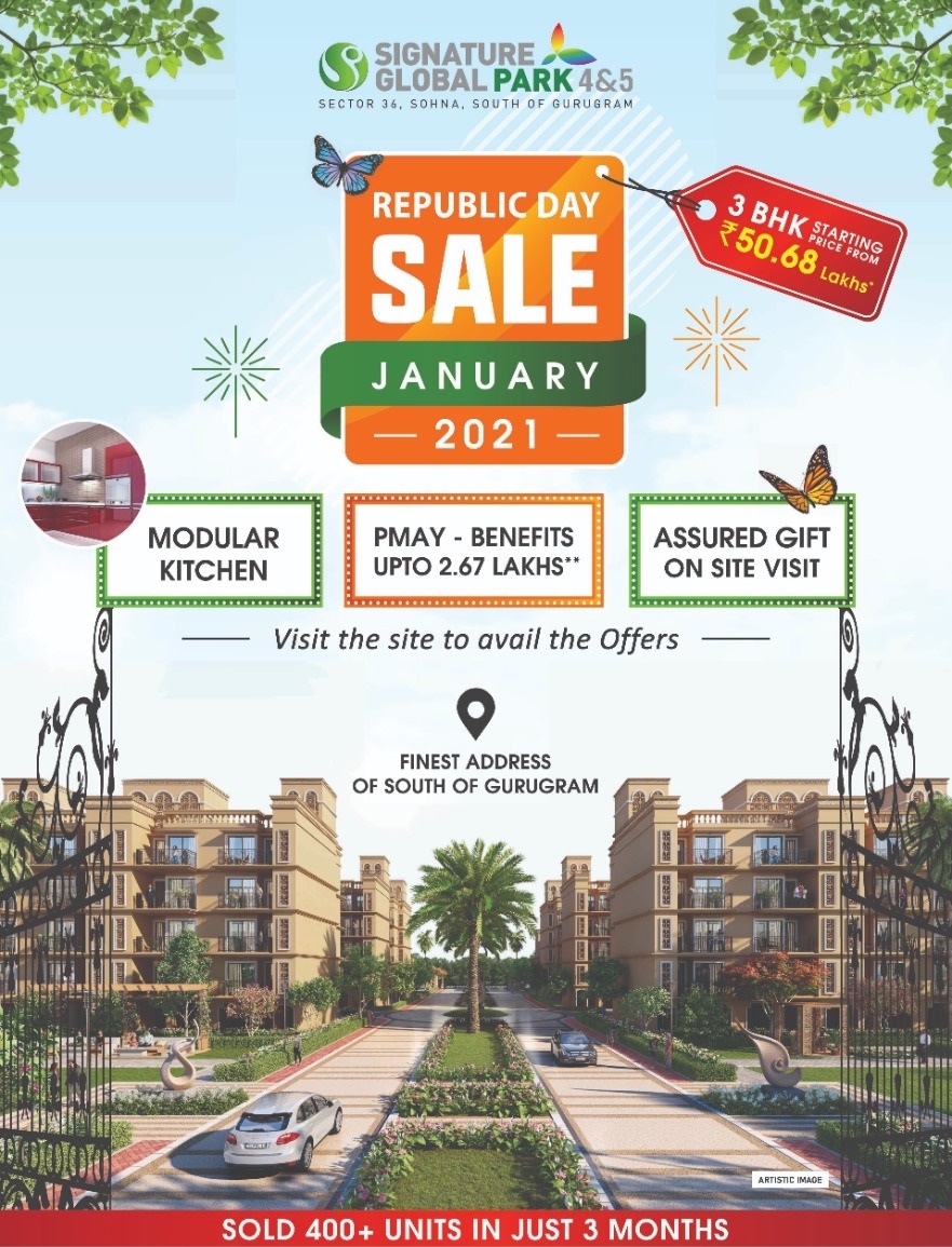 Signature Global Park offers Republic Day Offers (Modular Kitchen, PMAY Benefits) in Sohna, Gurugram Update