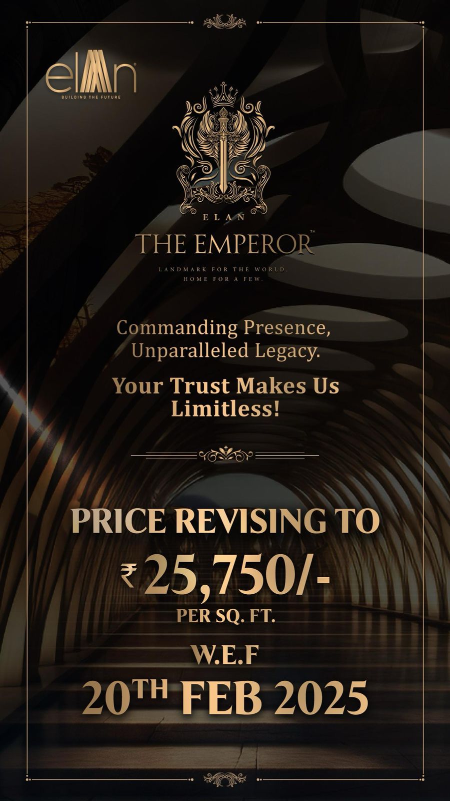 Price Revising to ₹25,750 per Sq. Ft, The Emperor by Elan, Effective 20th Feb 2025 Update