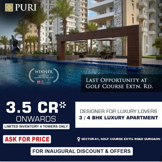 Last opportunity at Puri The Aravallis in Golf Course Extension Road, Gurgaon Update