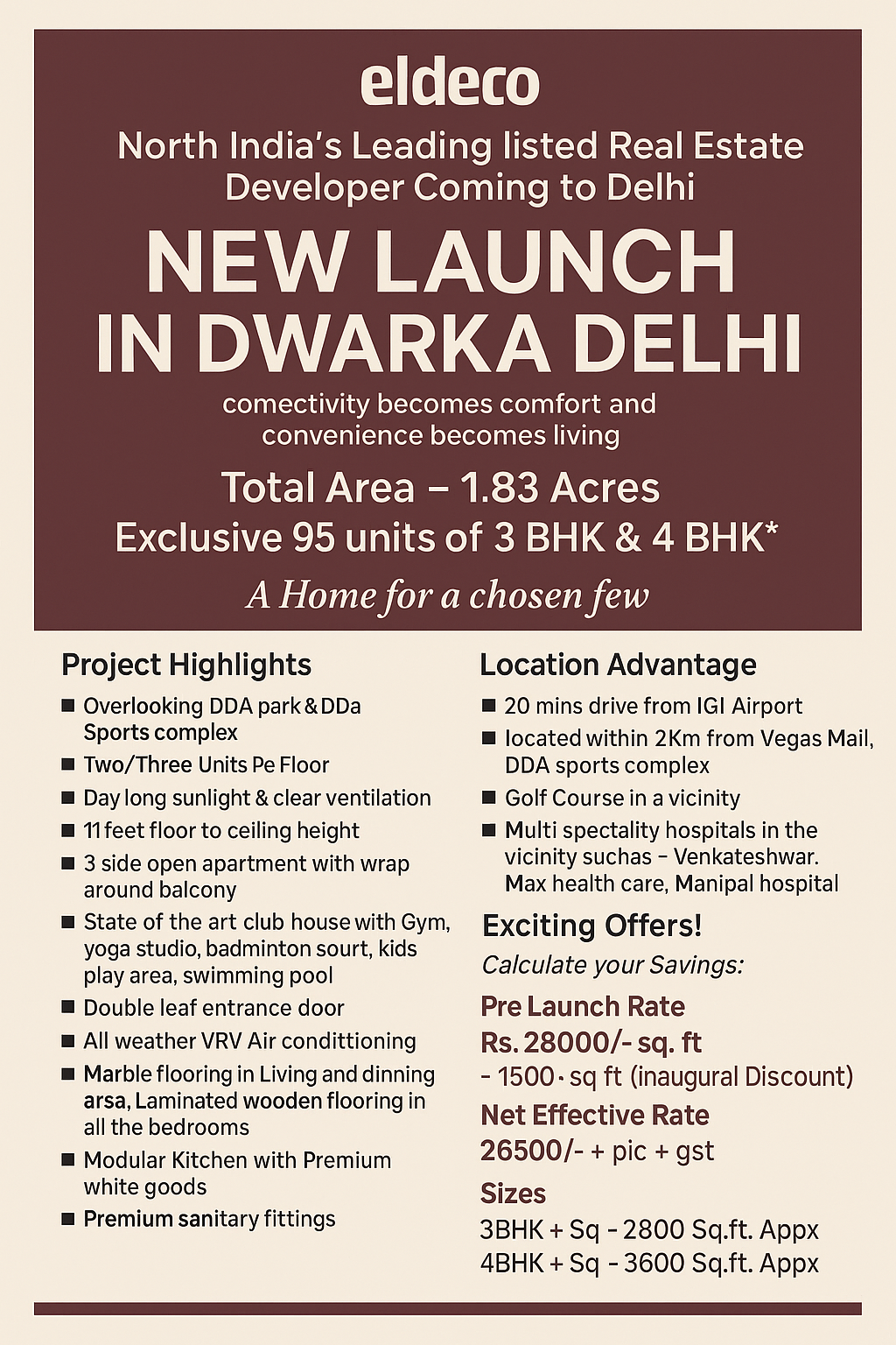 Unveil the Luxury with Eldeco's New Launch in Dwarka Delhi Update