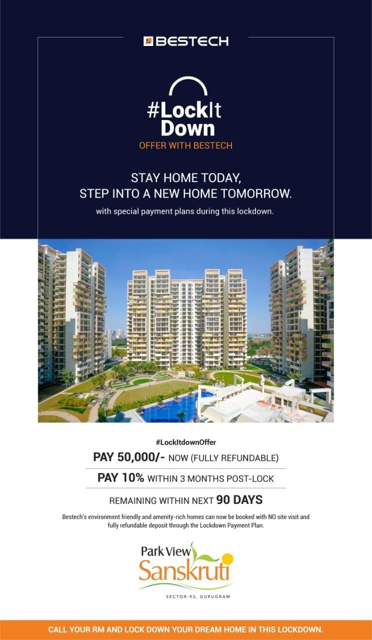 Pay 10% within 3 month post lockdown at Bestech Park View Sanskruti in Gurgaon Update
